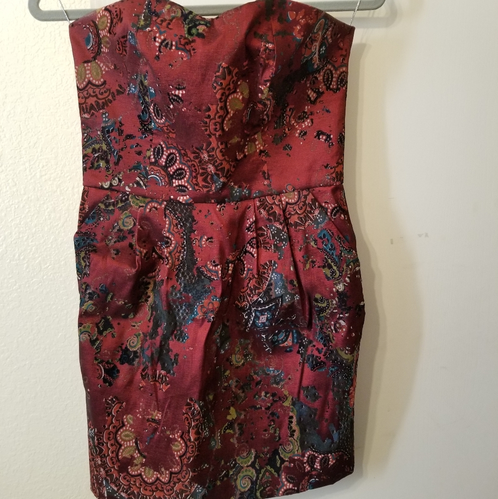 Francesca’s Burgundy Strapless Mini Dress